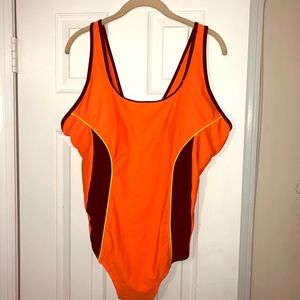 Neon orange 1-piece plus size swimsuit